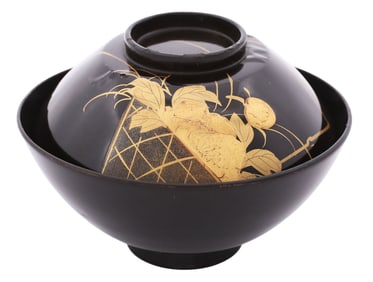 JAPANESE LACQUER BOWL, OWAN, MEIJI PERIOD C.1900