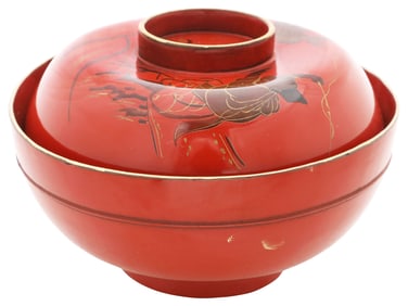 JAPANESE LACQUER BOWL, OWAN, MEIJI PERIOD C.1900