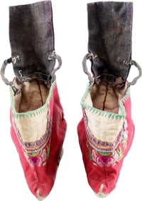 EXTRAORDINARY PAIR OF CHINESE LADIES SHOES FOR BOUND FEET (FOOT BINDING)