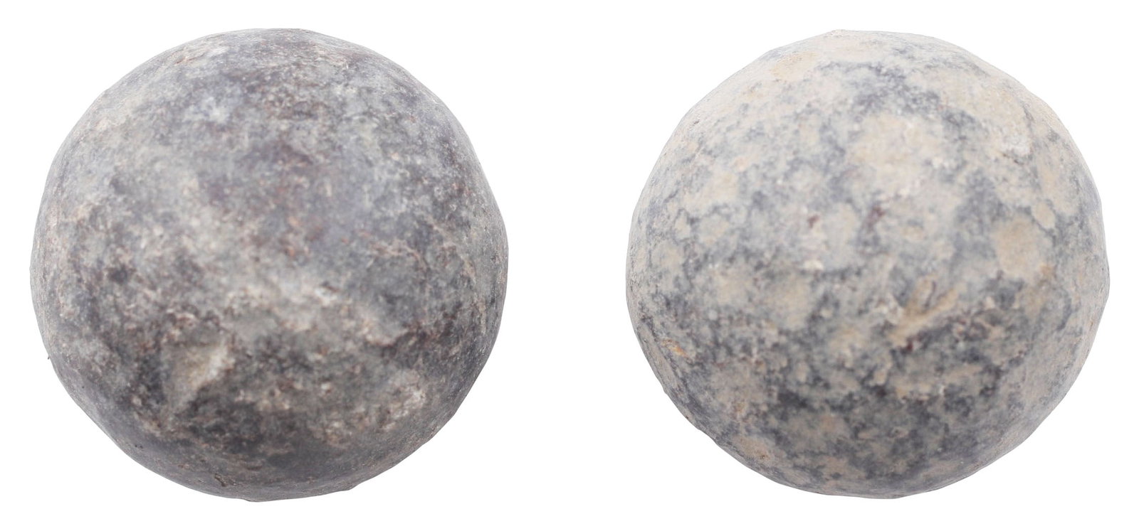 BATTLE OF WATERLOO MUSKET BALLS: Two musket balls, one French and one English recovered from the Waterloo Battlefield. Ex: Waterloo Museum, Broadstairs, Kent, England, with certificate of authenticity. The Waterloo Museum was founded