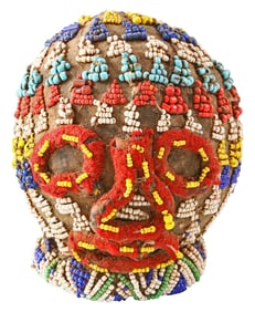 AFRICAN BEADED HEAD BATTLE TROPHY