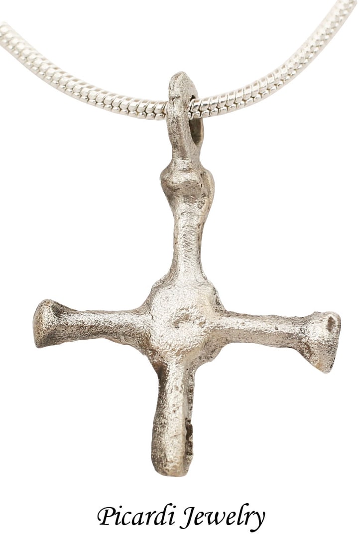 SAXON CROSS NECKLACE 9th-10th CENTURY: The emergence from the Dark Ages is embodied in the rise to power of the Frankish King, Charlemagne in 768 (founder of the Holy Roman Empire after 800) followed by conquering southern Europe from Fran