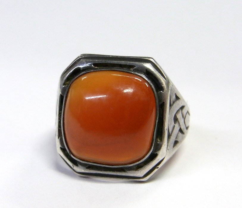 Kalo Hand Wrought Carnelian Mens Ring Arts Crafts (1 of 5)