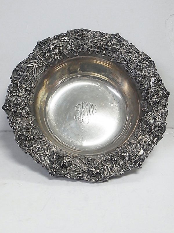 S Kirk Son Antique Sterling Silver Bowl Floral Repousse (1 of 9)