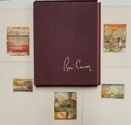 Rene Carcan Pencil Signed 5 Colored Etchings Portfolio (1 of 10)