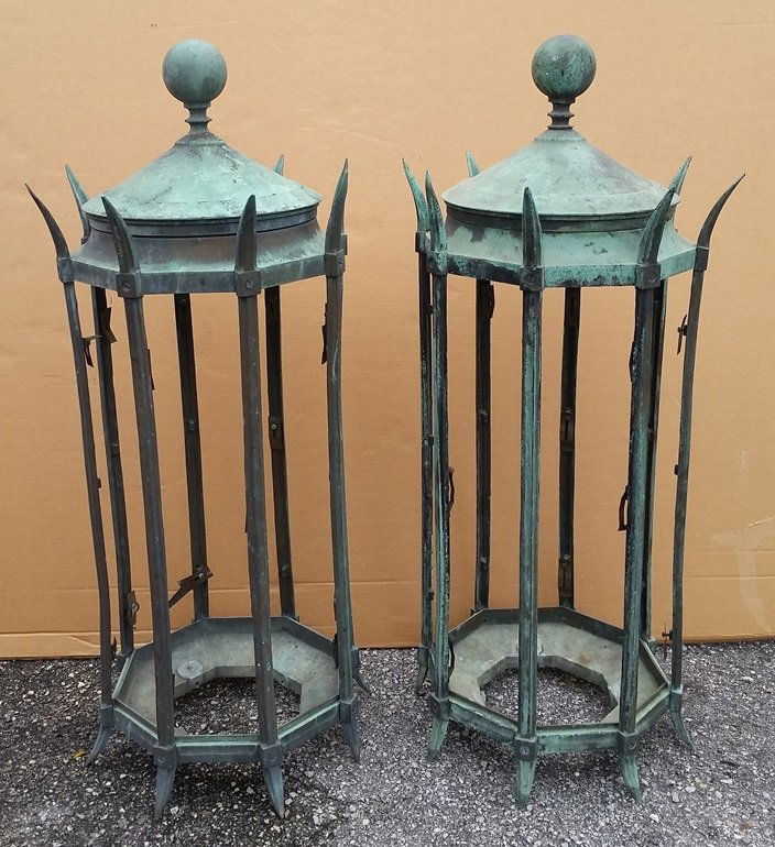 36in Street Lamps Antique Bronze Copper Verdigris (1 of 8)