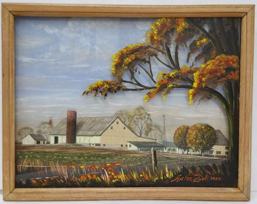 Vintage Aaron Zook Diorama Amish Folk Art Painting Aug 24 2019