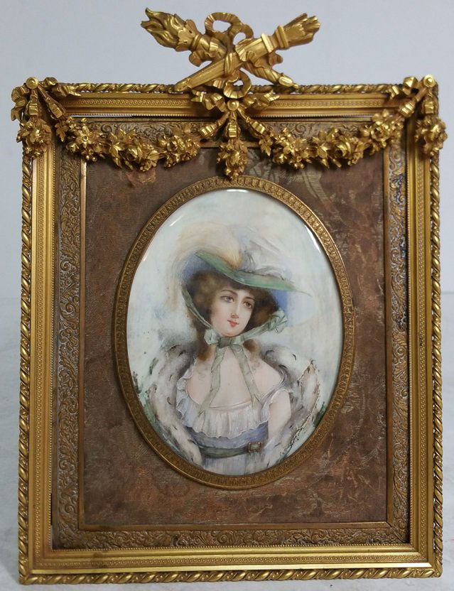 Ornate Lady Hand Painted Porcelain Portrait Continental (1 of 6)