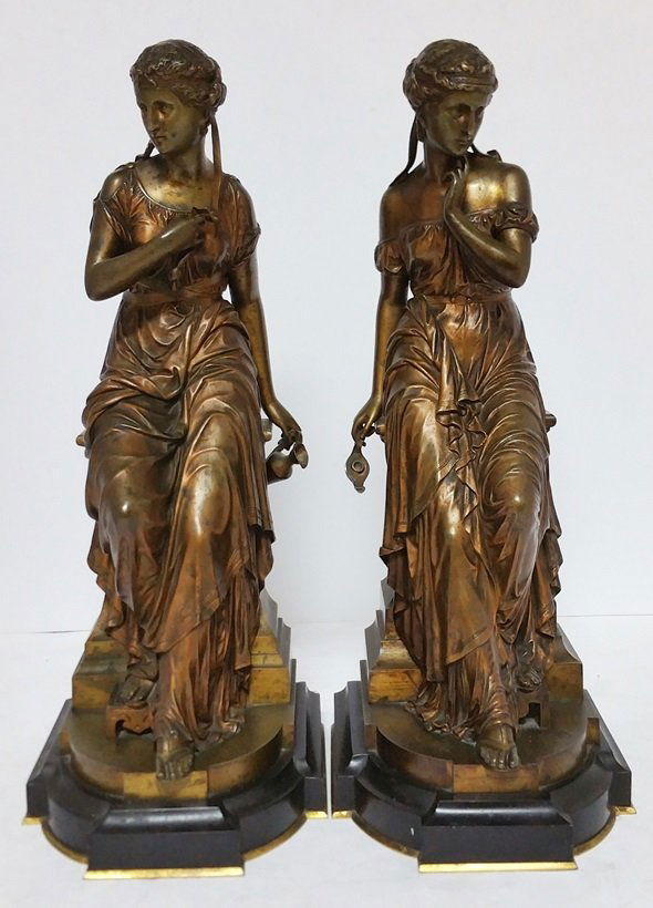 Antique Rossi Bronze Ladies Bookends Statue Pair (1 of 5)