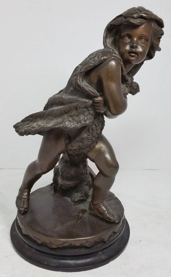 Antique Bronze Statue Sculpture Ice Skating Boy (1 of 5)