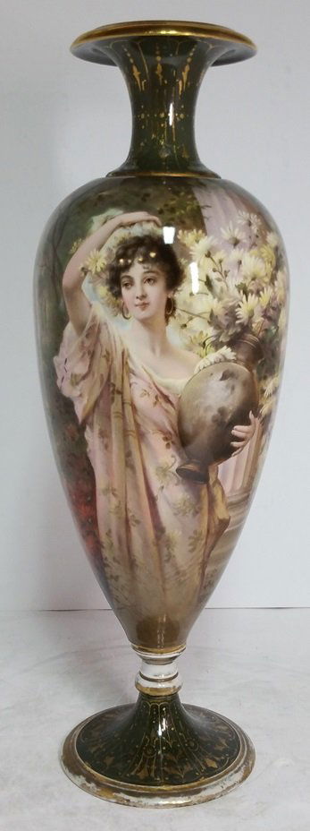 Limoges Large Portrait French Porcelain Vase (1 of 9)