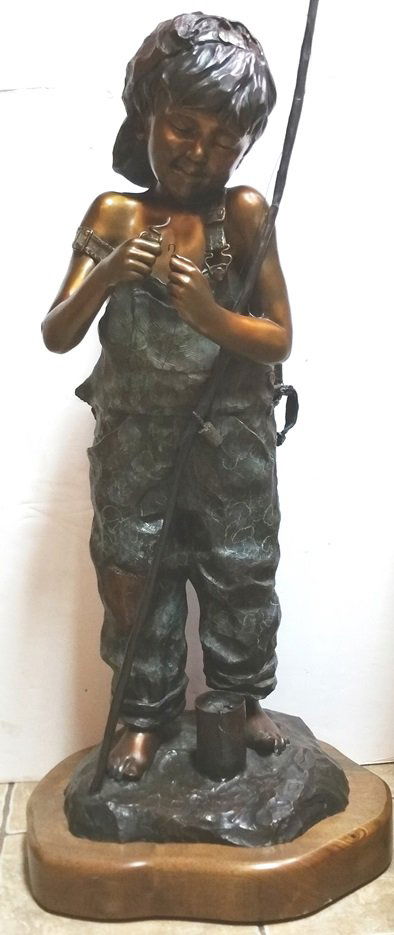 Walt Horton Huge Boy Fishing Bronze Statue Sculpture (1 of 9)