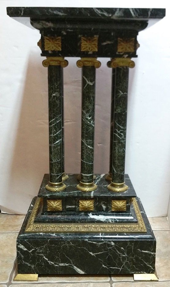 Gilt Bronze Mounted Green Marble Column Pedestal (1 of 7)