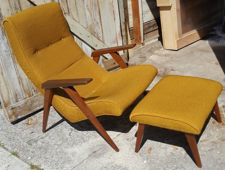 Mid Century Modern Grasshopper Manner Armchair Ottoman (1 of 8)