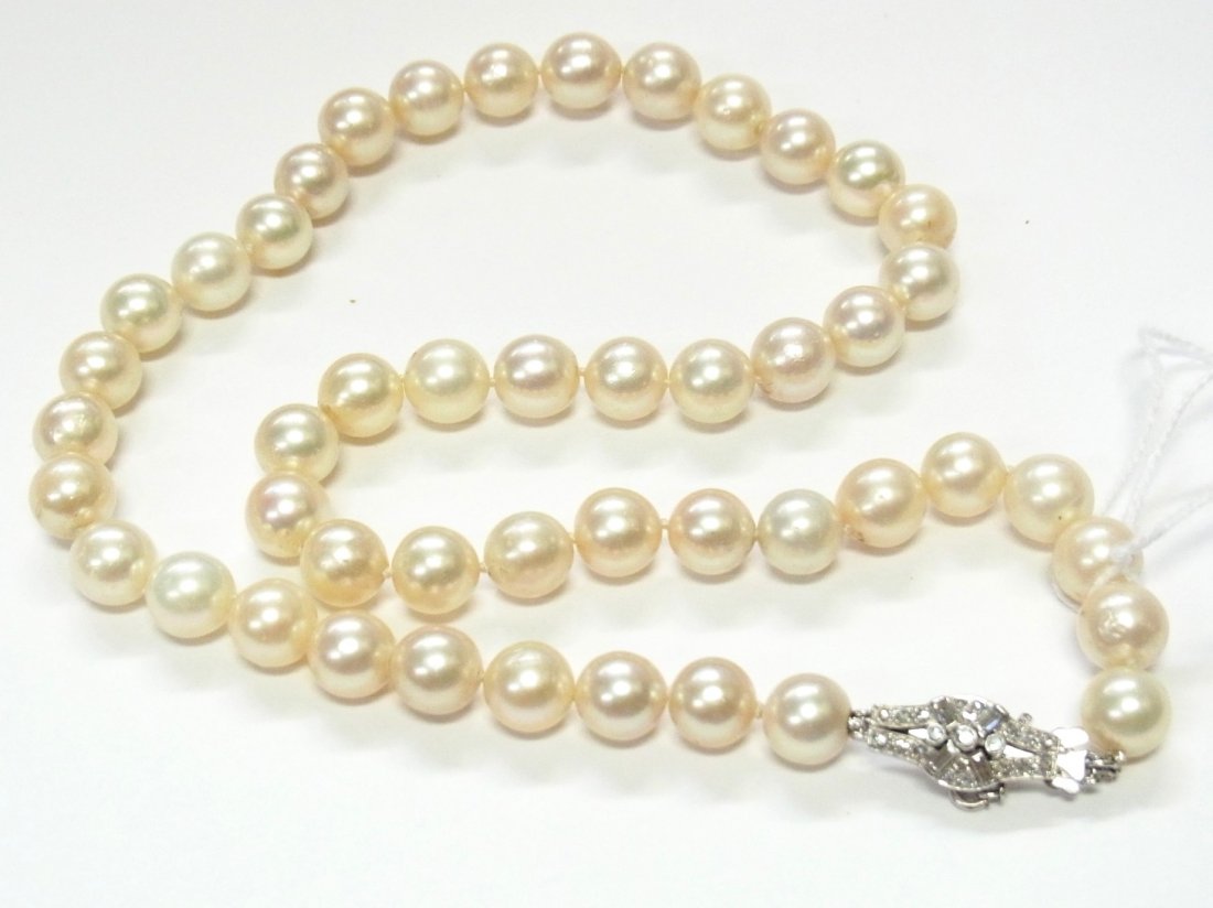 10-9.5mm Cultured Akoya Pearl Strand 20” Necklace w/ La (1 of 7)