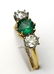Antique Diamond & Natural Emerald 3 Stone Ring Comprise - 2