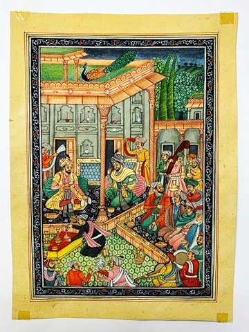 Antique Mughal Empire Bacchanal Scene (1 of 2)