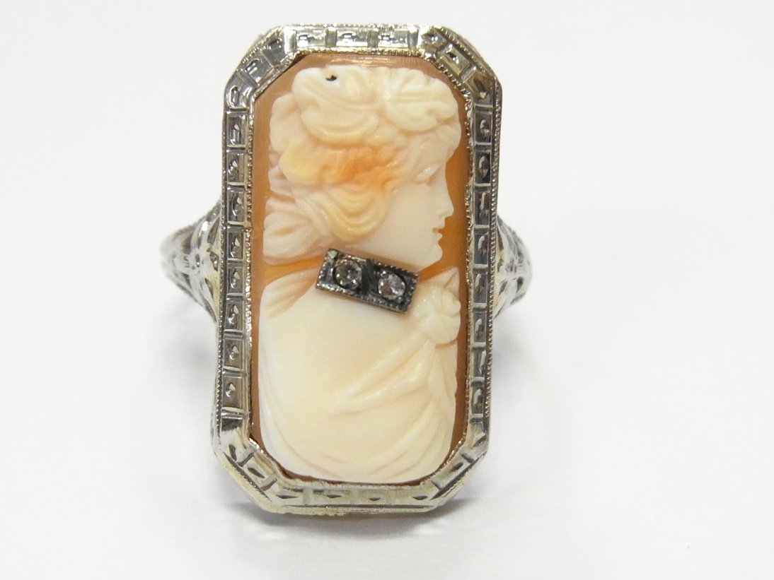 Art Deco Nouveau 14k White Gold Filigree Finely Carved (1 of 9)