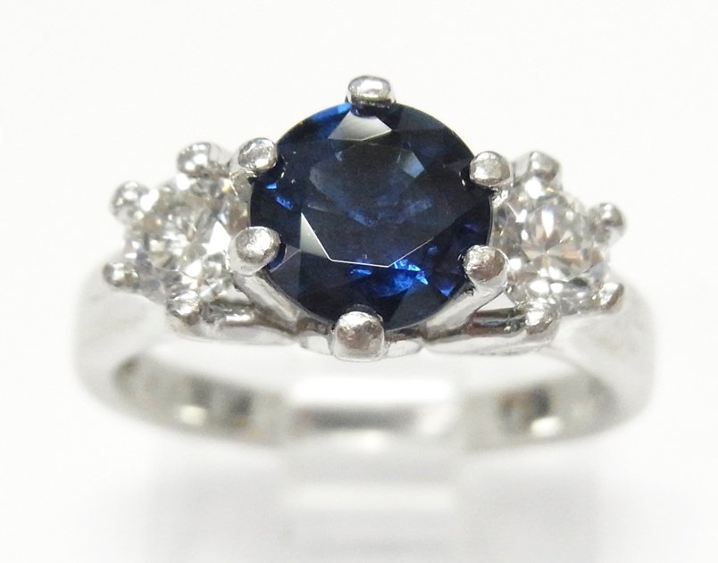 1.25ct Natural Blue Sapphire Fine Diamond Platinum Ring (1 of 11)