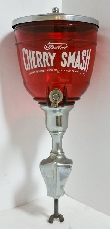 Fowlers Cherry Smash Red Glass Store Soda Dispenser (1 of 6)