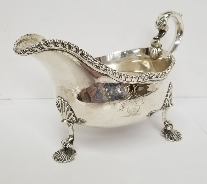 1763 Sterling Silver George III Large Footed Gravy Boat (1 of 9)