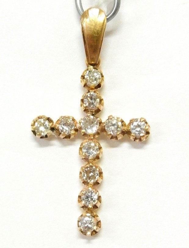 Antique 0.75ctw Old Cut Diamonds 18k Gold Cross Pendant (1 of 8)