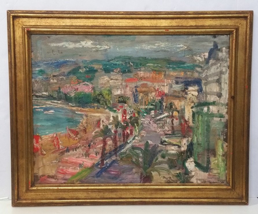 Paul Maas Vintage Large Oil Painting French Beach: Title: Paul Maas Vintage Large Oil Painting Post Expressionist French Beach Post Impressionism Belgian PainterDescribed By:Nikki HFA VX TUKSDescription:Belgian painter Paul Maas (1890-1962) painting w