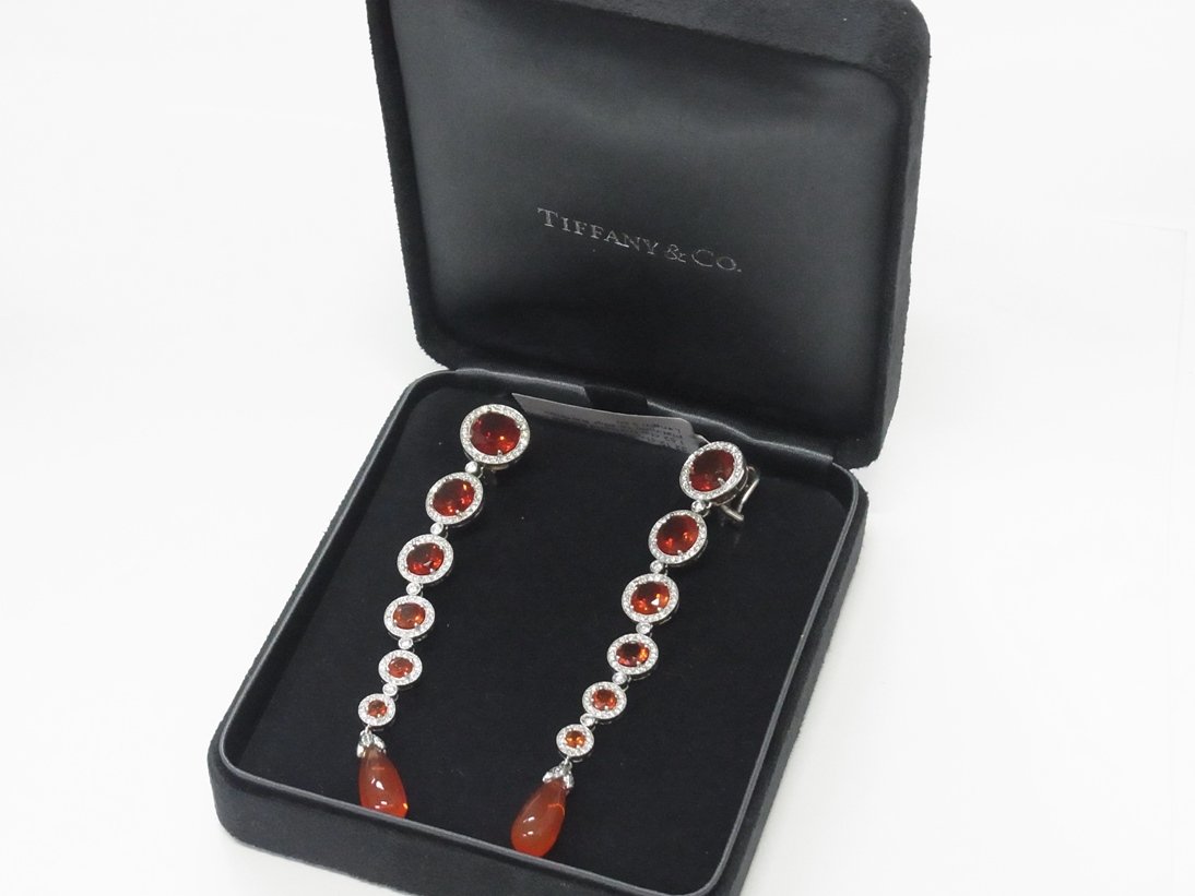 Very Rare Tiffany Fire Opal Diamond Platinum Dangles (1 of 14)