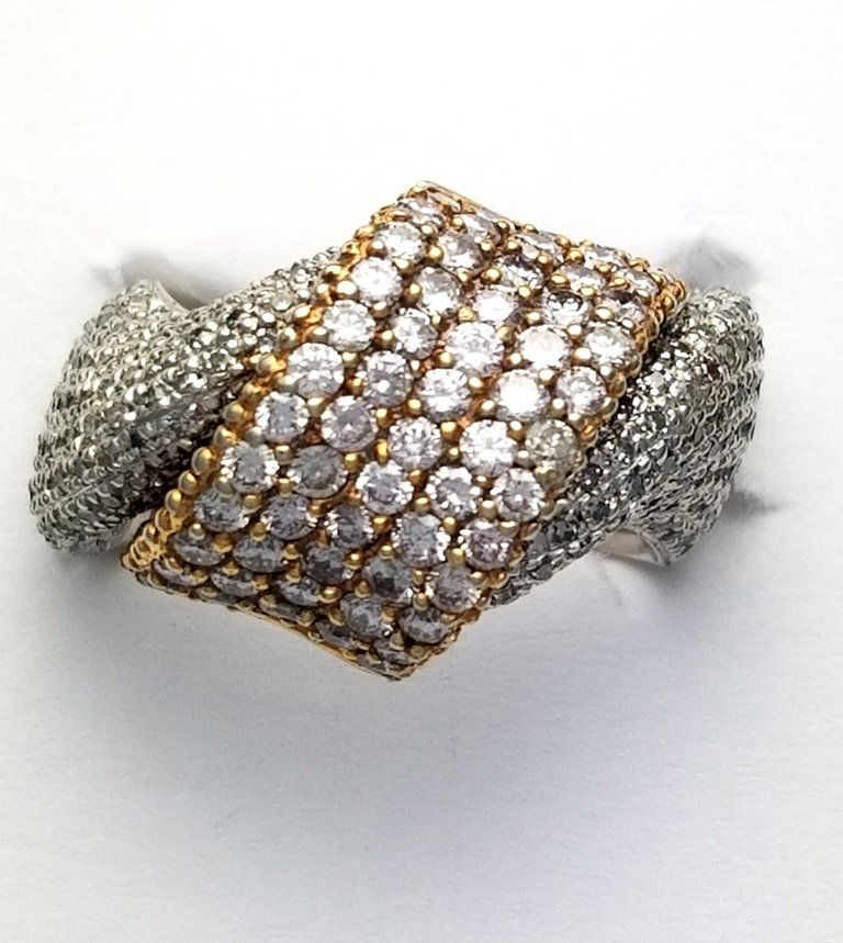 18k White & Rose Gold 3.50ctw Diamond Wide Heavy Crosso (1 of 7)