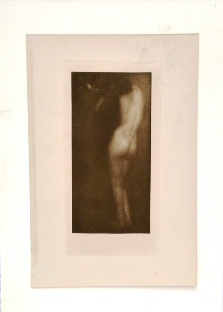 Edward J Steichen The Little Round Mirror Antique Nude: Described and Photographed by: Amanda CNX1109 No. 106 Title: Edward J Steichen The Little Round Mirror Antique Nude Black White Photograph Description: Antique black and white photograph showing a fem