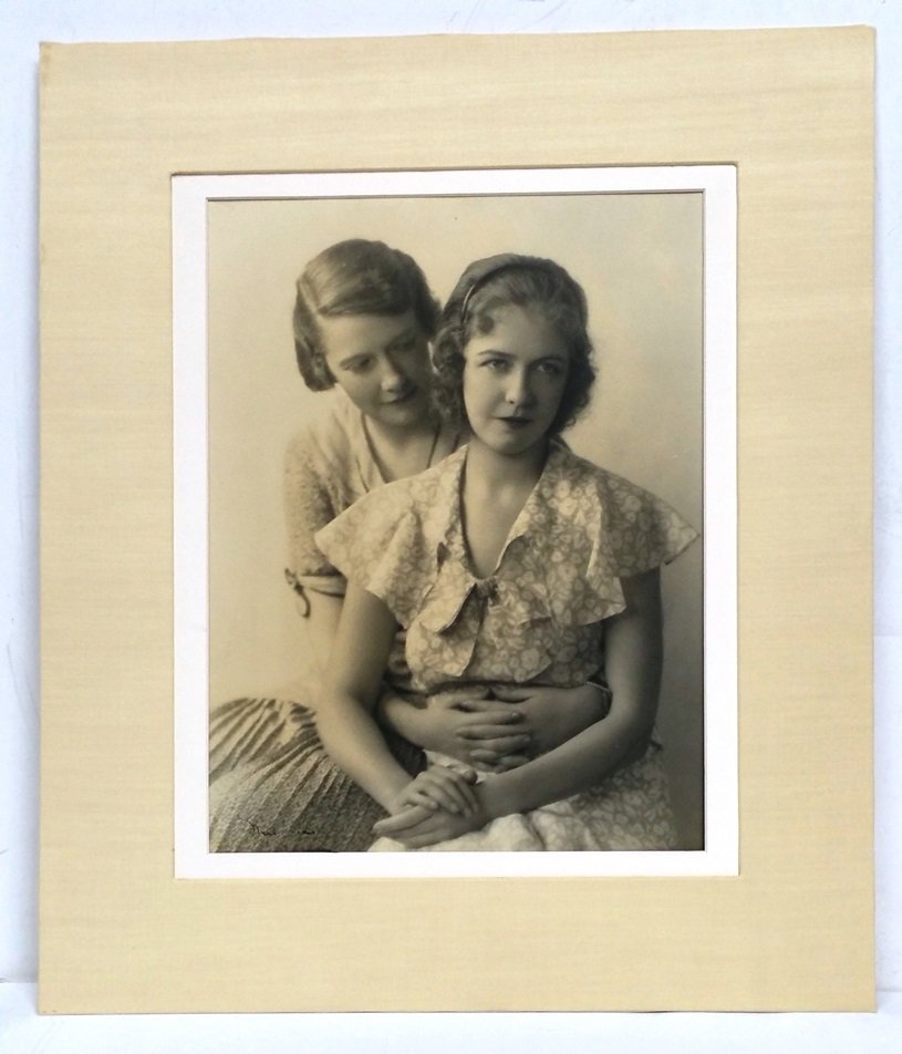 Nell Dorr Sisters Lillian And Dorothy Gish BW Photo: Described and Photographed by: Amanda CNX1109 No. 83 Title: Nell Dorr Signed Sisters Lillian And Dorothy Gish Black and White Photograph Description: Black and white photograph of two women embracing
