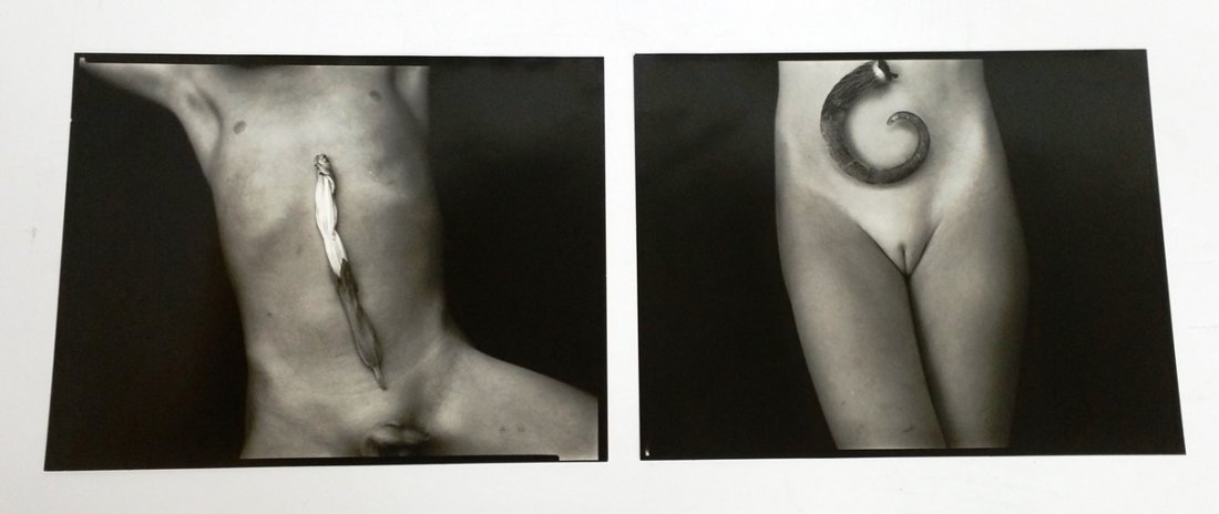 Lot 2 Sally Mann Equivalent #1- 2 Nude Black and White: Described and Photographed by: Amanda CNX1109 No. 66 A/B Title: Lot 2 Sally Mann Equivalent #1- 2 Nude Black and White Photographs Description: A set of two photographs titled Equivalent #1 – Moon F