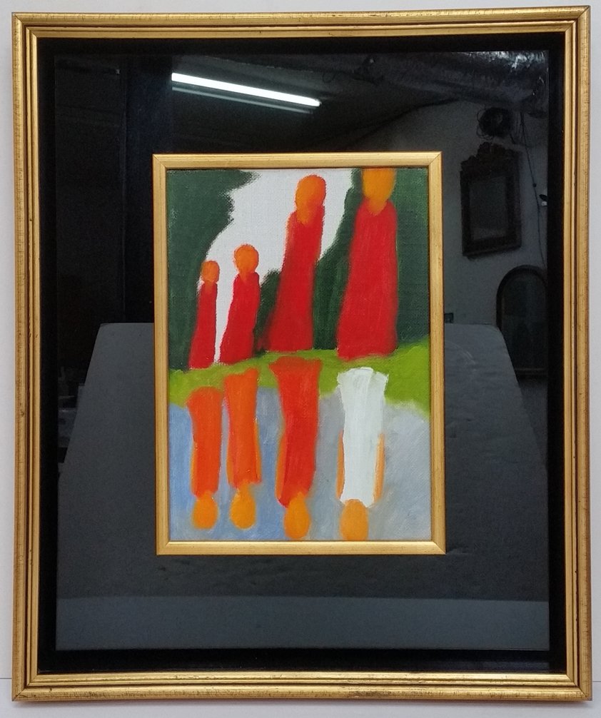 Elena Figurina Russian Canvas T.E. II 1989 Orig Frame: Described and Photographed by: Amanda HFA DBJQ TQKS. Title: Elena Figurina Russian Canvas T.E. II 1989 Orig Frame. Description: A stunning piece by Elena Figurina from 1989. Elena Figurina is a Russia