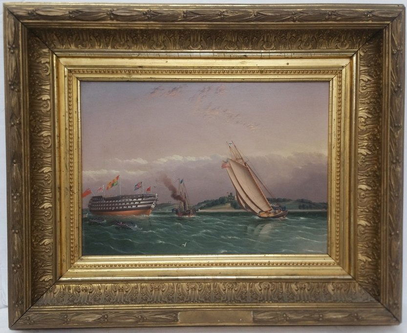 Thomas Birch School Marine Oil Painting Hudson River (1 of 9)