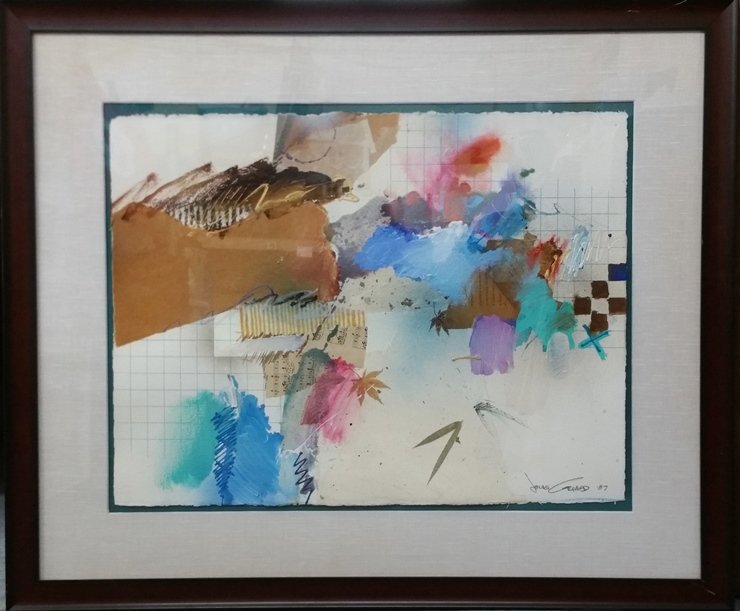 Jonas Gerard Mixed Media Painting Collage Vintage 1987 (1 of 8)