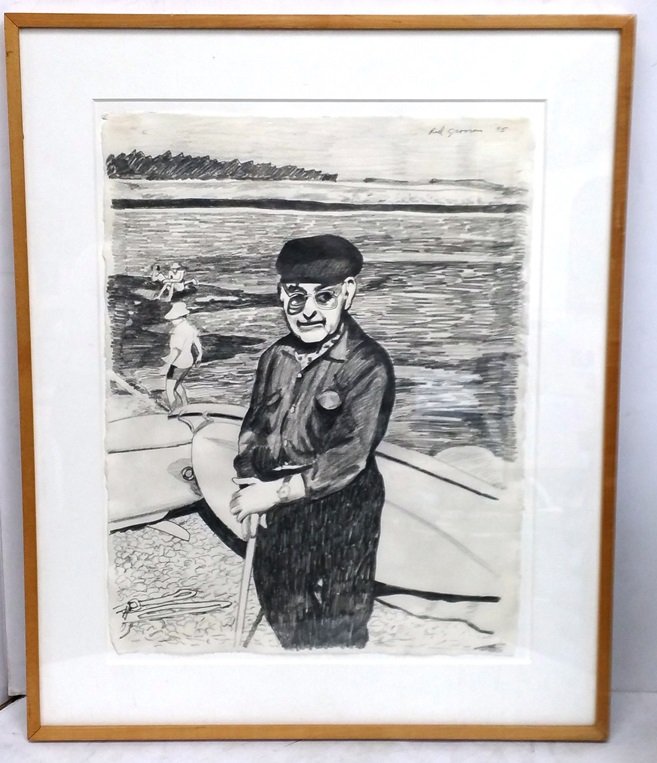 Red Grooms Portrait Of Man Ray By The Sea After Brassai (1 of 5)