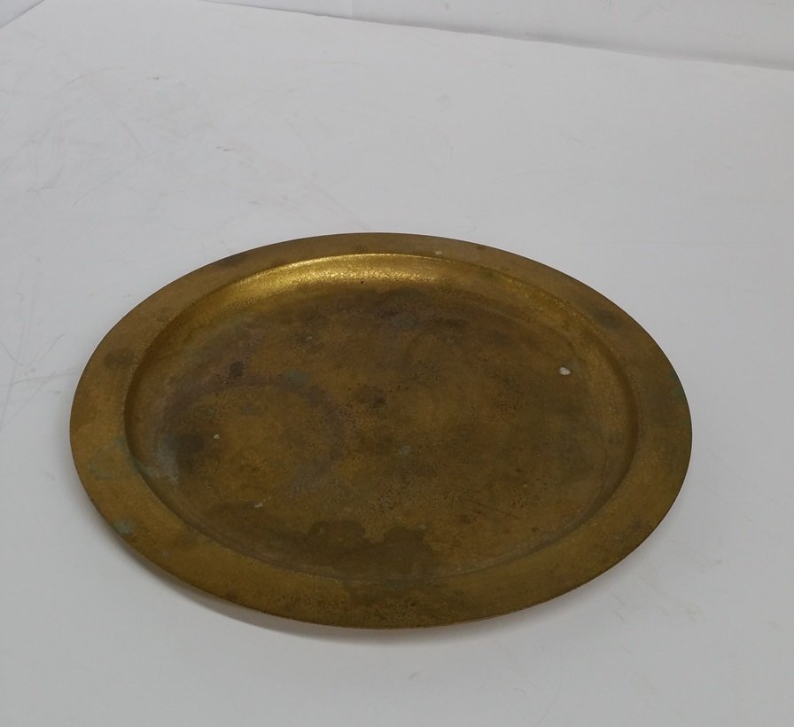 Large 12in Tiffany Studios Bronze Dore Textured Round S (1 of 5)