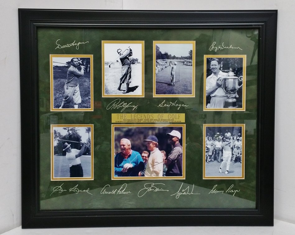 Legends Of Golf Photo Signature Collectors Display: Described By:Nikki HFA TQSTitle:Legends Of Golf Photo Signature Collectors Display Description: Cool Legends of Golf photo and facsimile signature collectors display frame. This item shows barely noti