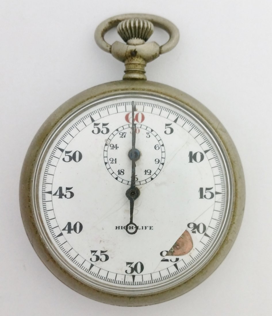 High Life Swiss Stopwatch Japanese Infantry School 1927: Title: High Life Swiss Stopwatch Japanese Infantry School 1927 Description: A stop watch or timer by Swiss watch company High Life, used by the Imperial Japanese infantry school in 1927. Manufacturer: