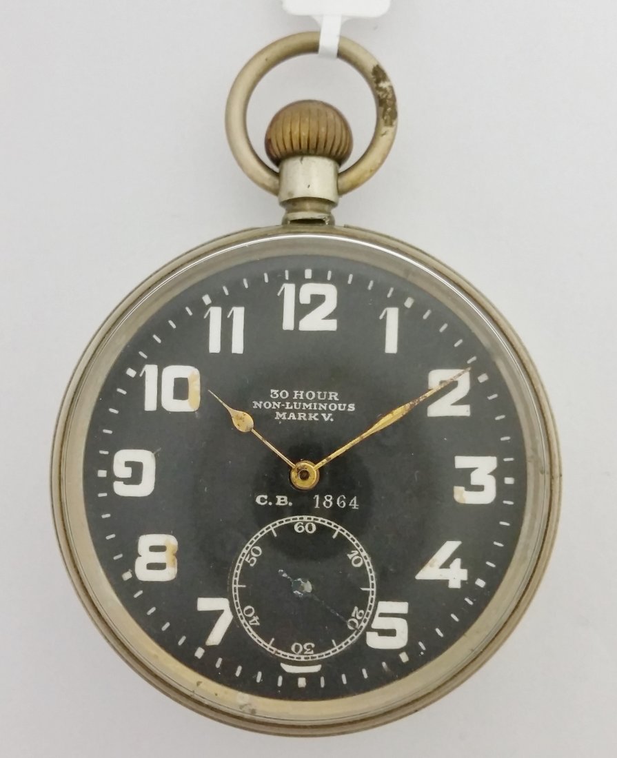 WWI Era Zenith Mark V CB 1864 Pocket Watch: - Title: WWI Era Zenith Mark V CB 1864 Pocket Watch - Description: A cool World War I era pocket watch by Swiss watch maker Zenith. This watch was made for Britain as it has a pheon, a broad arrow rep