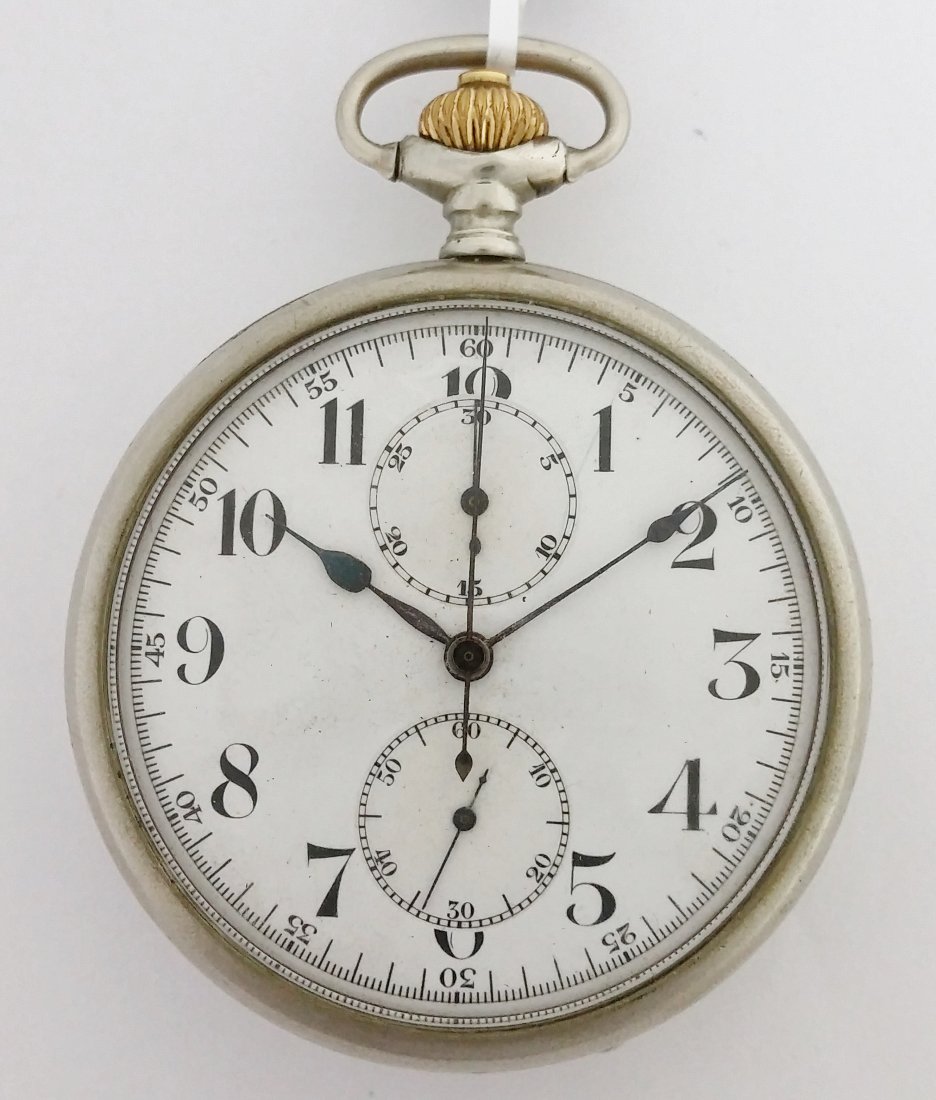 Japanese Airforce Longines World War II Era Chronograph: - Title: Japanese Airforce Longines World War II Era Chronograph - Description: A cool Longines chronograph pocket watch from World War II era. The back has Japanese on it indicating that this watch w