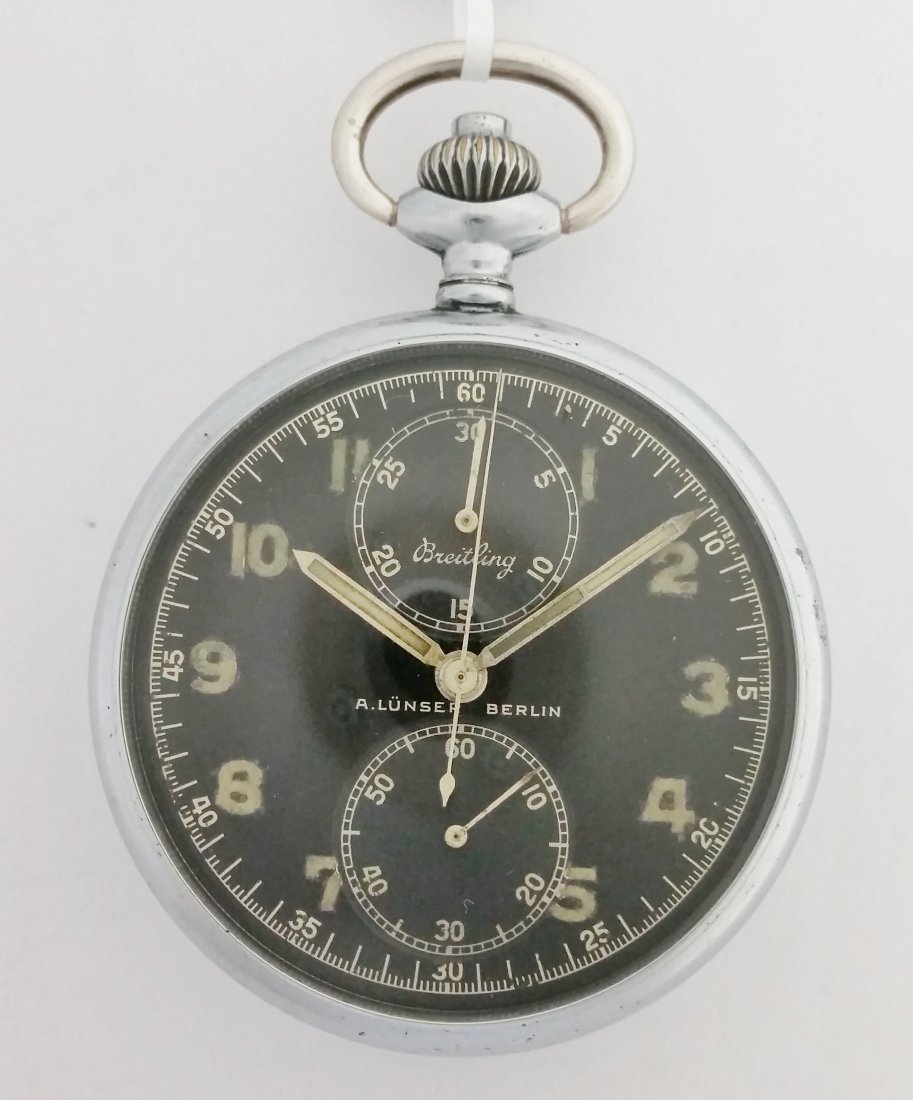 WWII Era A Lunser Breitling German Pocket Watch: Title: WWII Era A Lunser Breitling German Pocket Watch Description: A WWII era pocket watch by A. Lunser and Breitling. Manufacturer: A. Lunser / Breitling Running: Movement is running, for optimum ti