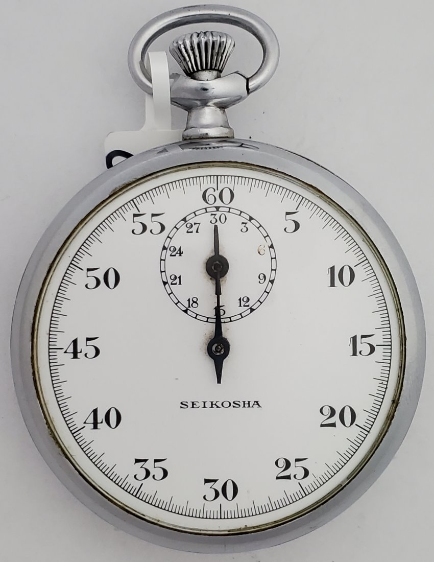 WWII Seikosha Imperial Japanese Navy Stopwatch: Title: WWII Seikosha Imperial Japanese Navy Stopwatch Description: Up for auction is a WWII Imperial Japanese Navy Seikosha stopwatch. This watch starts, stops, and resets beautifully. The watch runs 