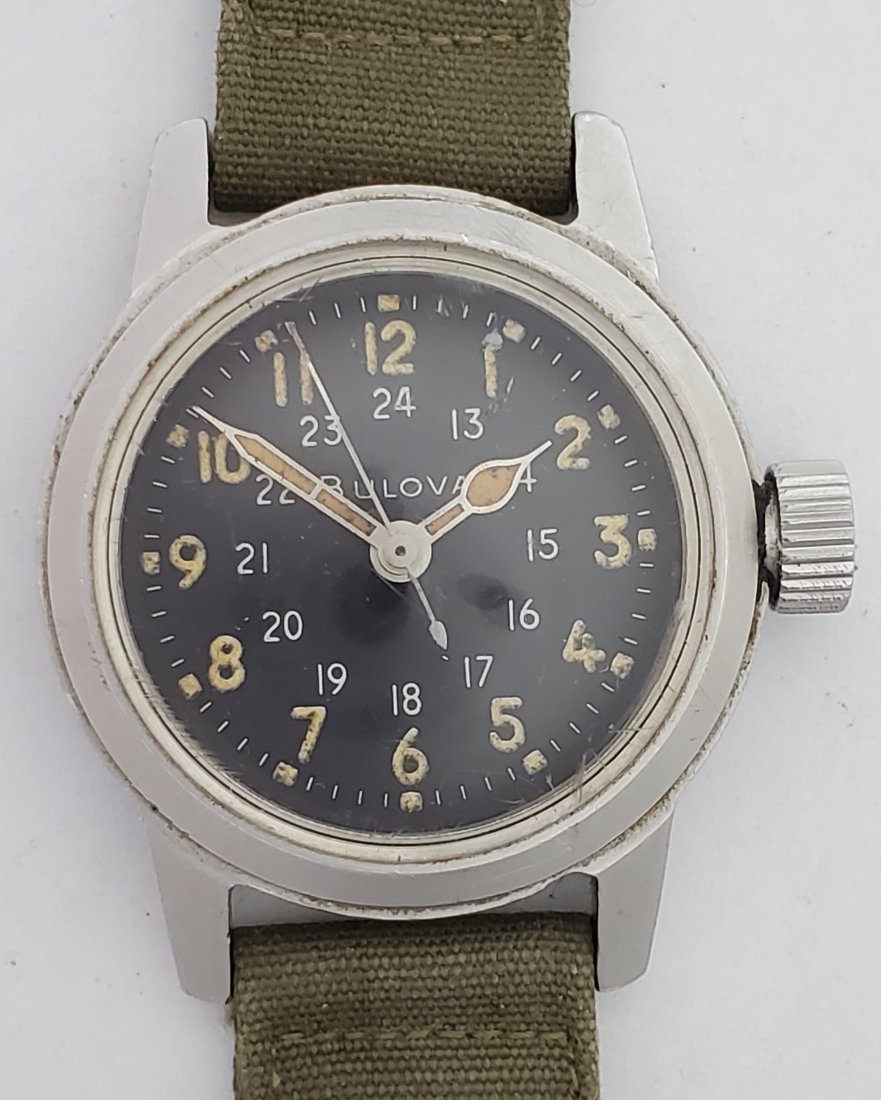 Bulova M21962 Milspec Hacking Movement 24h Dial Watch: Title: Bulova M2 1962 Milspec Hacking Movement 24h Dial Watch Description: Up for auction is a M2 1962 Bulova Milspec wrist watch with a 24 hour dial and a hacking movement. Hacking means that the sec