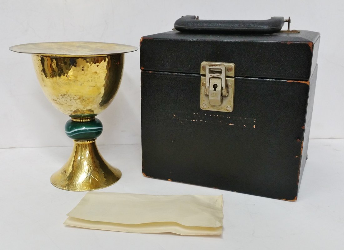 Hand Hammered Sterling Chalice Paten Diamond Accent XP (1 of 13)