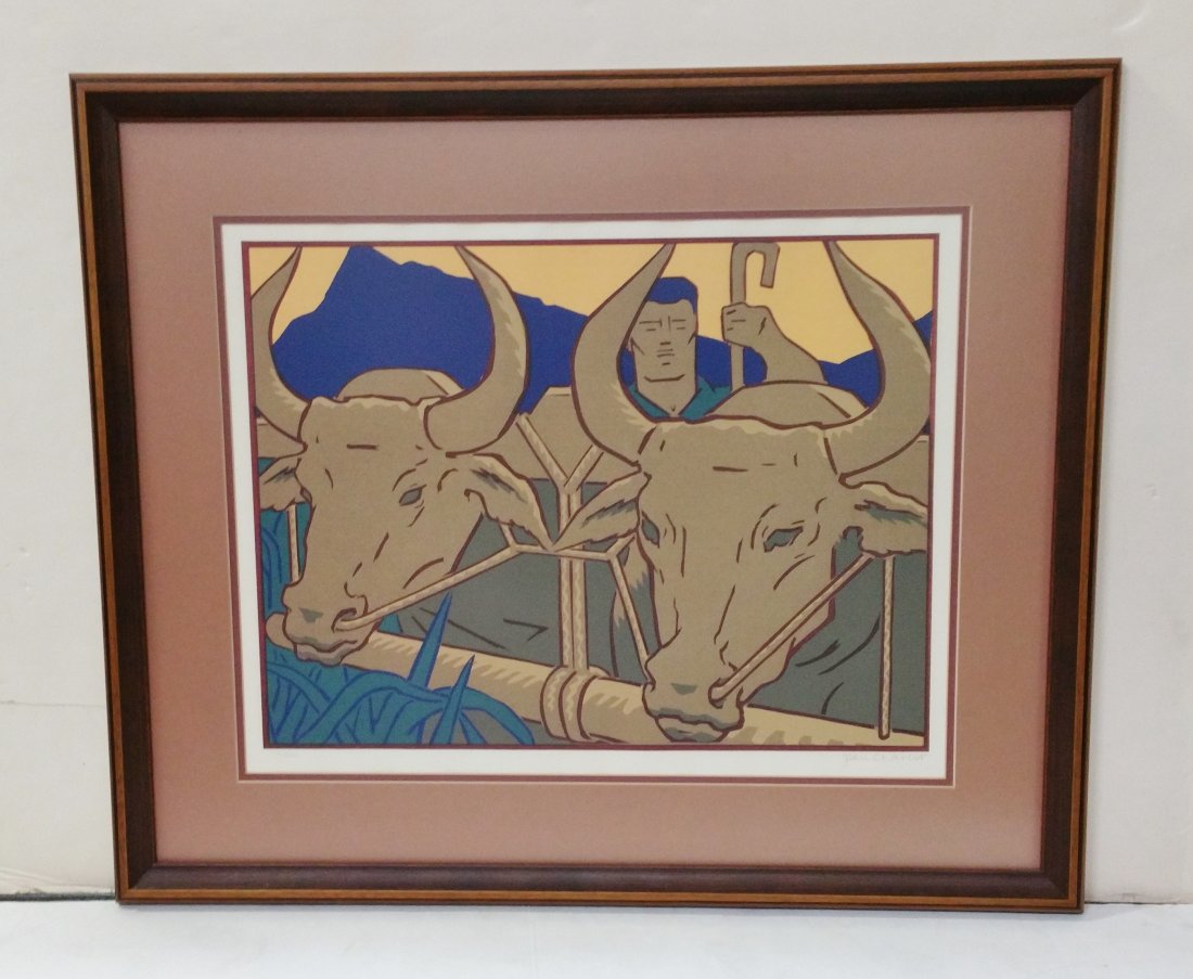 Jean Charlot Yoked Oxen Modernist Lithograph Serigraph (1 of 4)