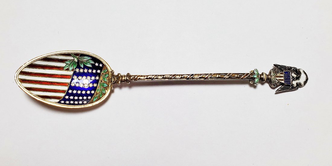 Sterling Silver Enamel Red White Blue American Spoon (1 of 6)