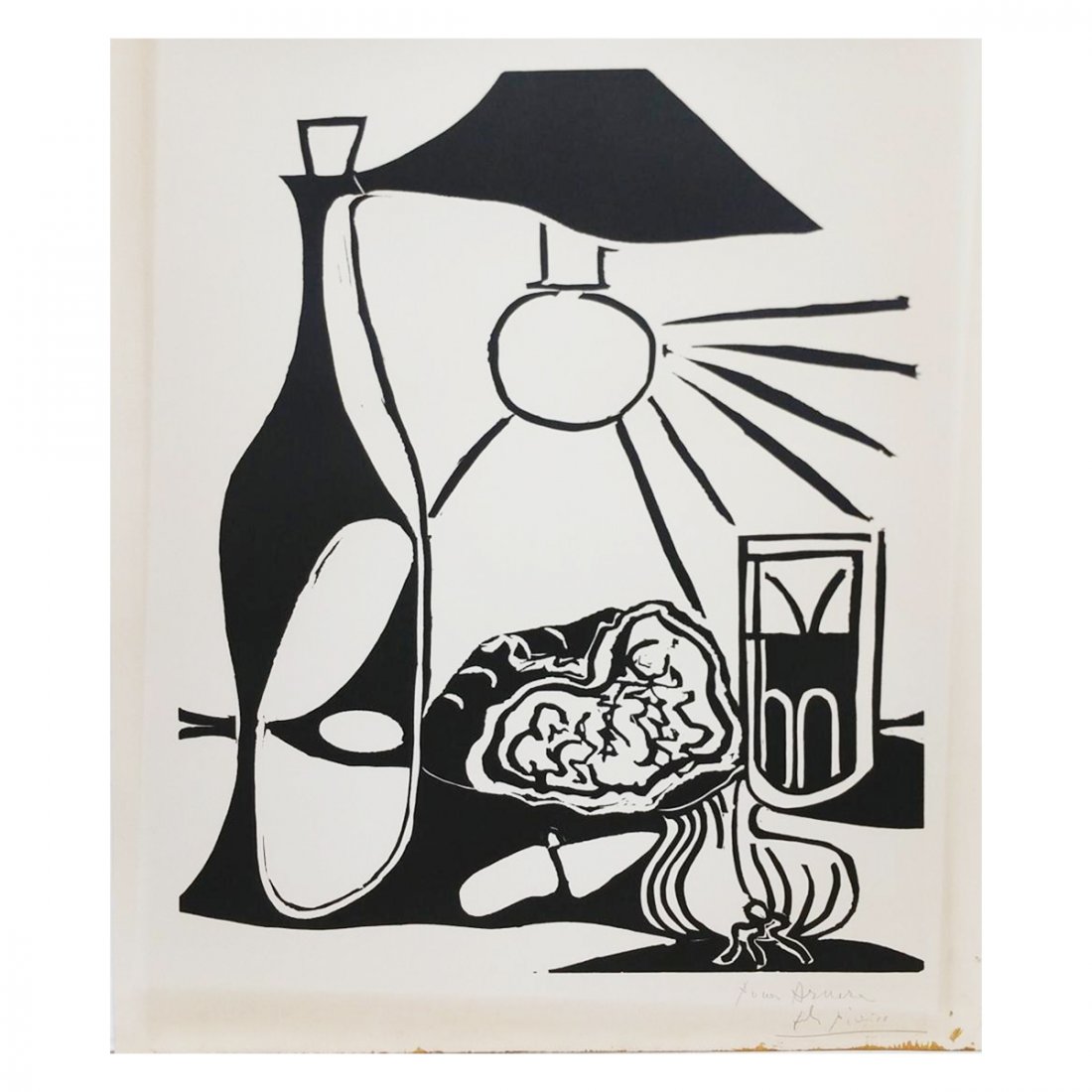 Orig Pablo Picasso Hand Signed Linocut (1 of 13)