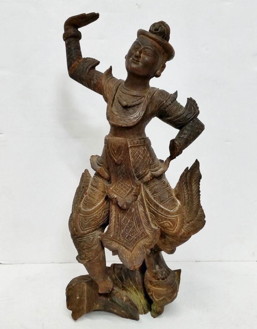 Antique Burmese Teak Dancing Figure Sculpture (1 of 9)