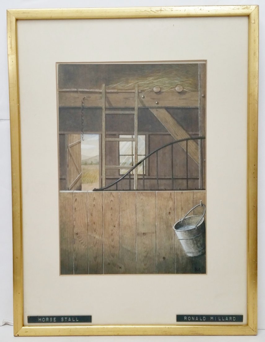 Ronald Millard Horse Stall Barn Painting Watercolor (1 of 7)